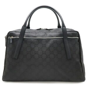 GUCCI GG Nylon Boston Bag, Travel Shoulder Black Leather